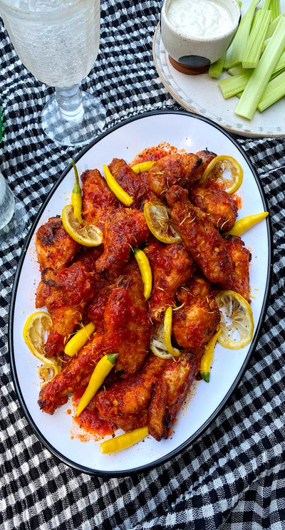 Baked Harissa, Honey, Lemon Wings