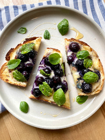 Blueberry Taleggio Toast with Herbs and Honey